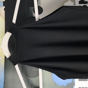Black Sleeveless Mock Turtleneck